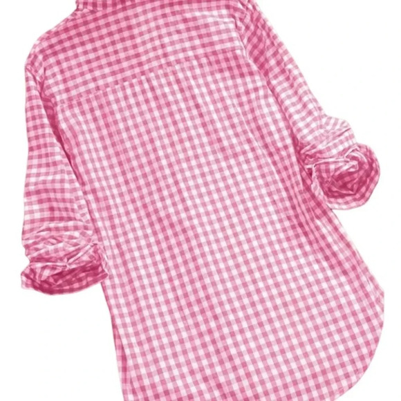 Barbicore Pink Gingham‎  Button Down Shirt - Picture 5 of 7